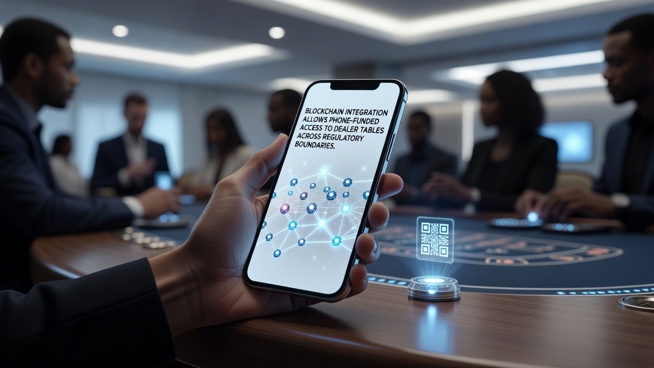 Live dealer tables connected via mobile billing and distributed ledger verification systems