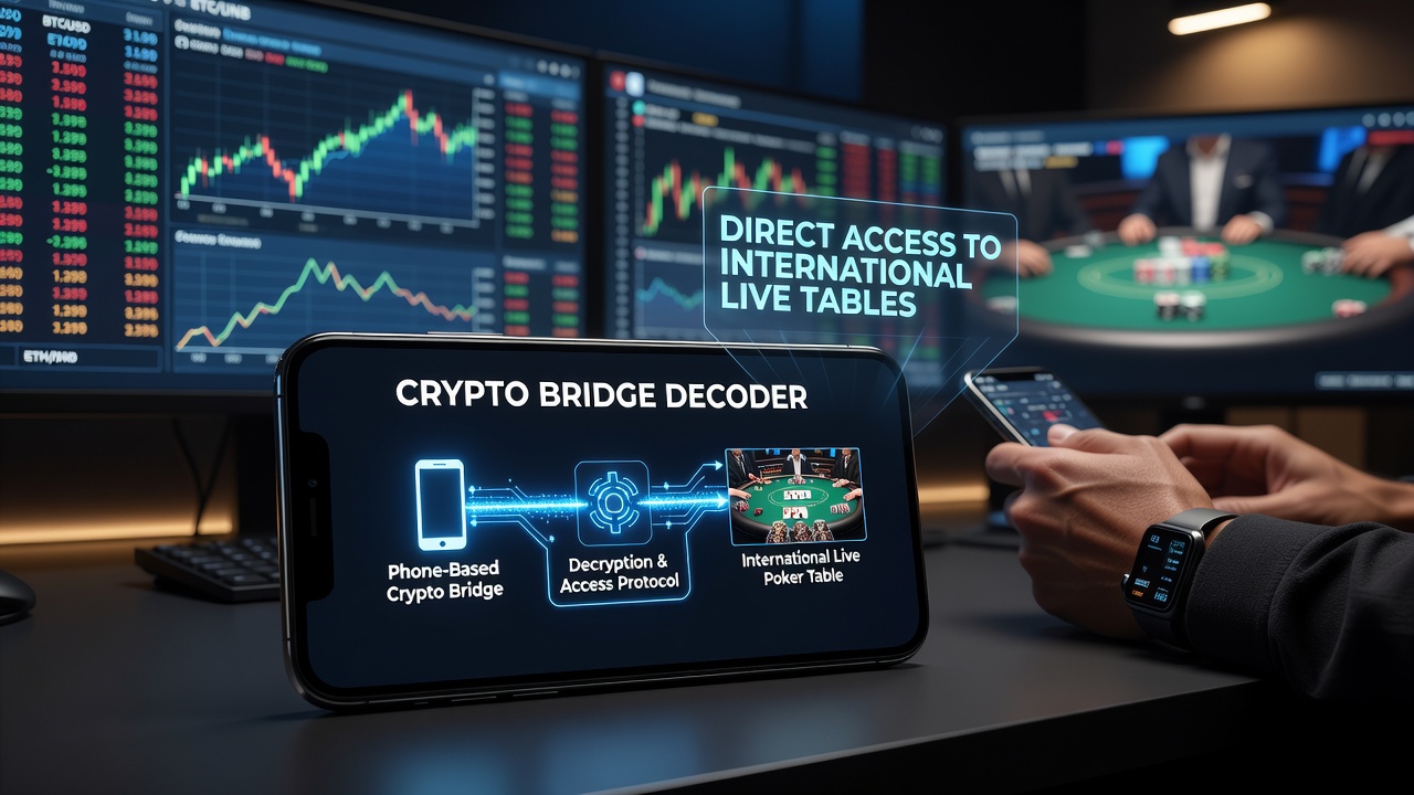 Live dealer table interface accessible via mobile crypto bridge