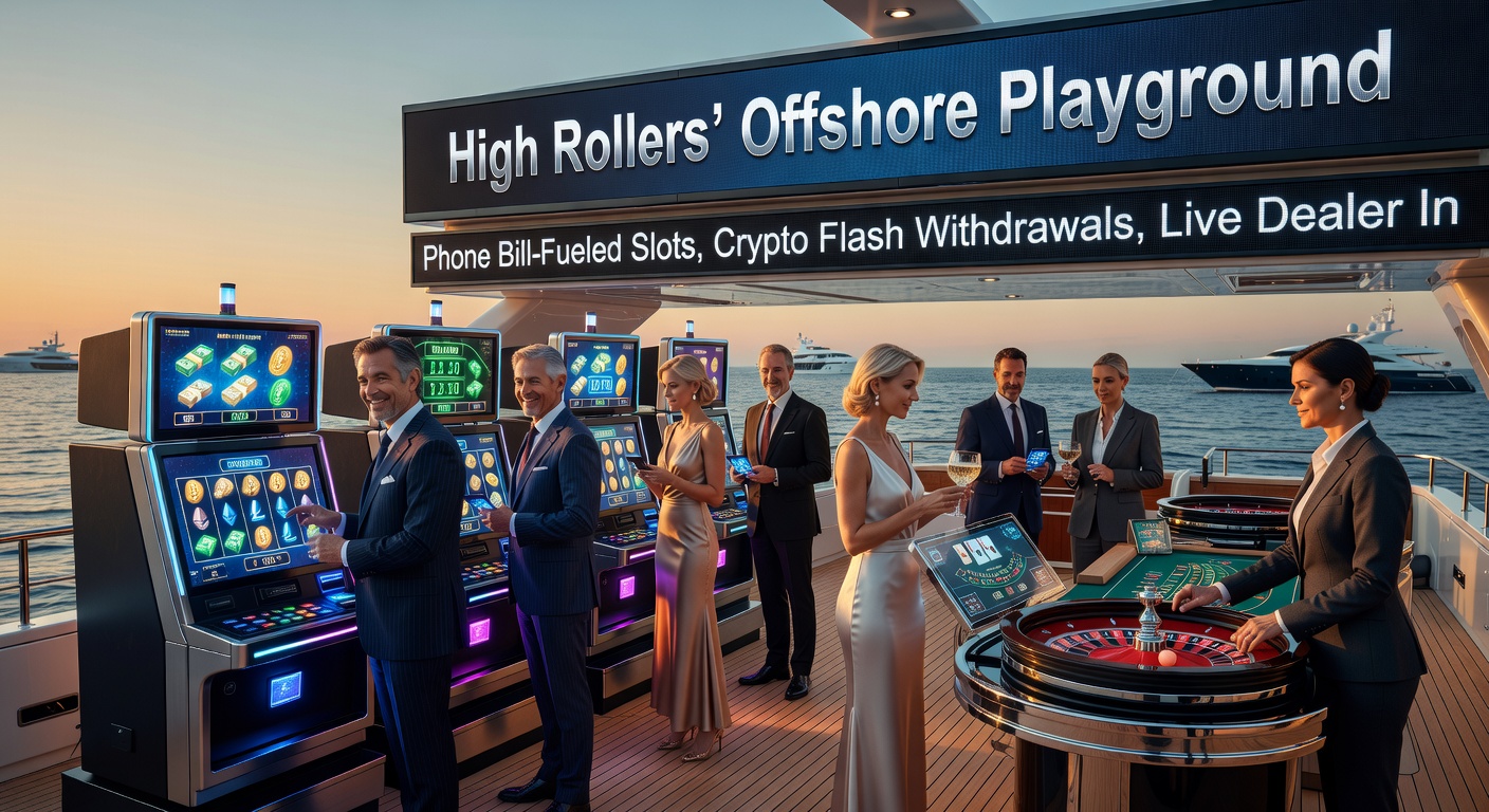 Dynamic image of a high roller spinning slots on a phone screen, with crypto withdrawal notifications popping up and live dealer streams in the background
