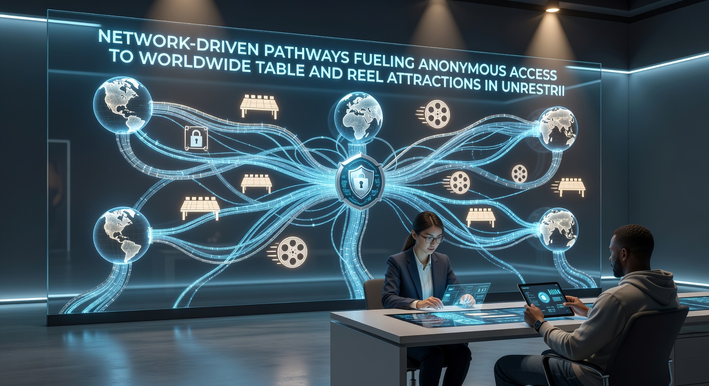 Global network pathways connecting users to anonymous table and reel gaming platforms